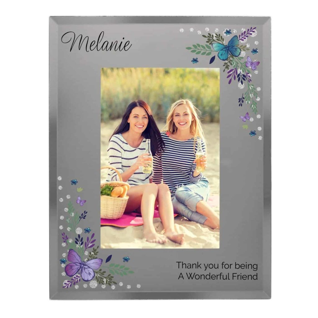 Butterfly 5x7 Mirrored Glass Photo Frame
