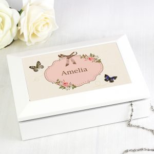 Delicate Butterfly White Jewellery Box