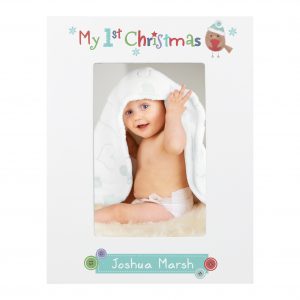 Felt Stitch Robin My 1st Christmas 6x4 White Wooden Photo Frame
