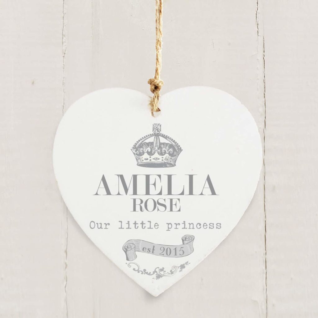 Royal Crown Wooden Heart Decoration