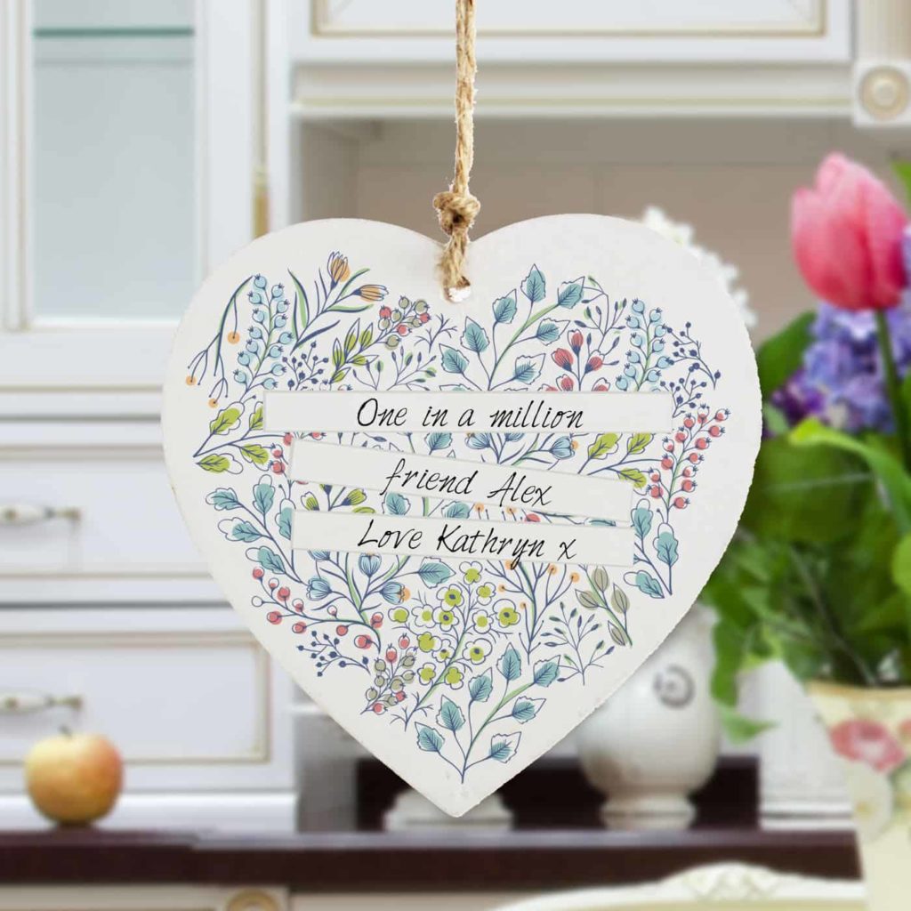 Botanical Wooden Heart Decoration