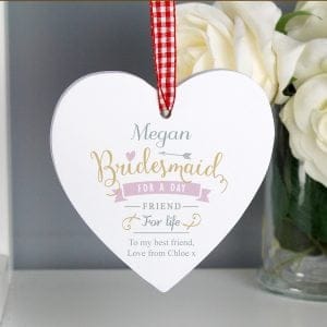 I Am Glad... Bridesmaid Wooden Heart Decoration