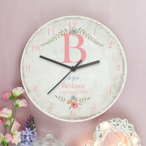 Floral Bouquet Shabby Chic Large Wooden Clock