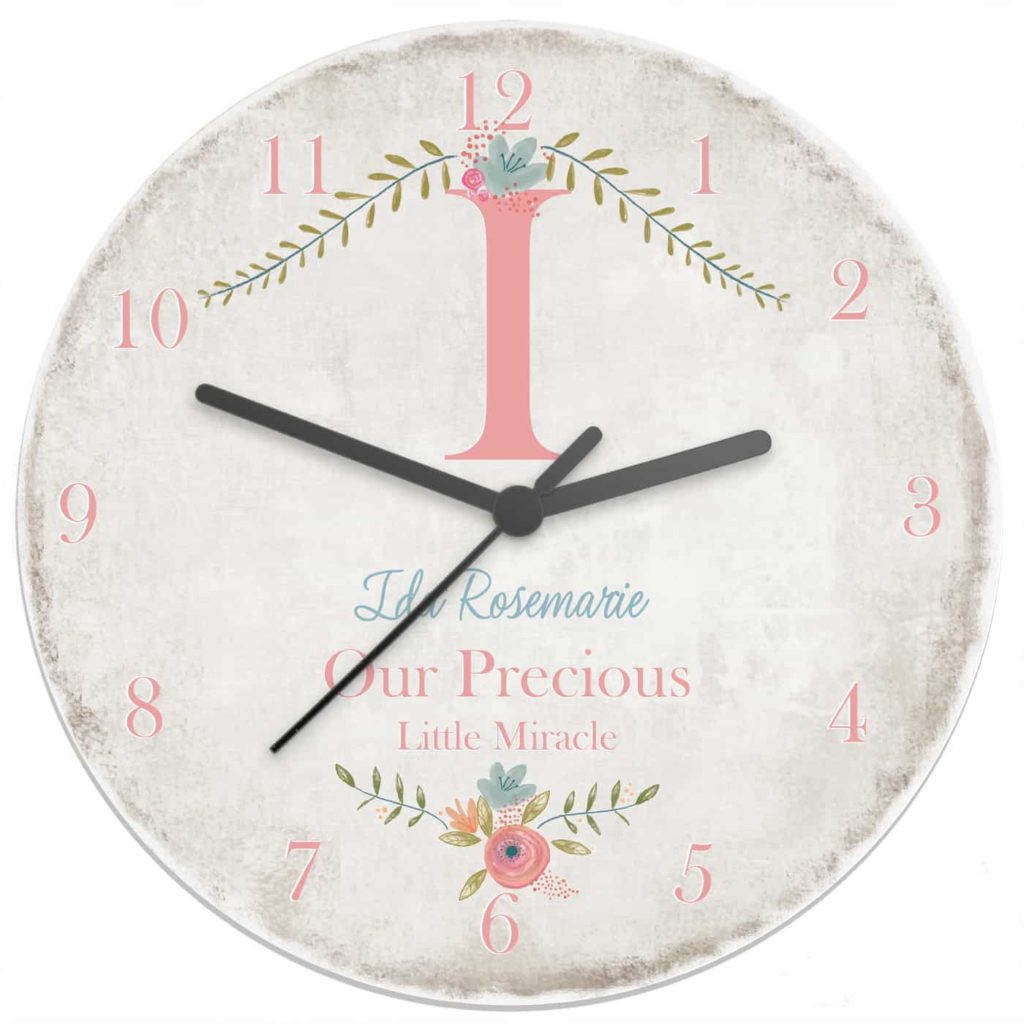 Floral Bouquet Shabby Chic Large Wooden Clock