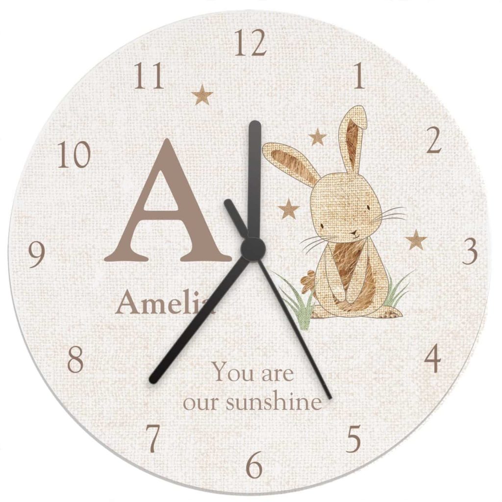 Hessian Rabbit Shabby Chic Large Wooden Clock