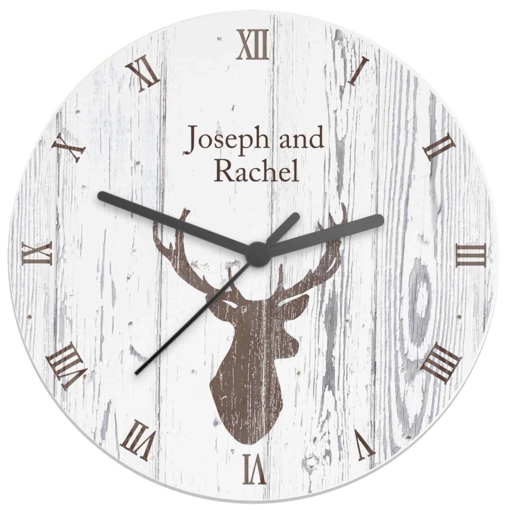 Highland Stag Shabby Chic Wooden Clock