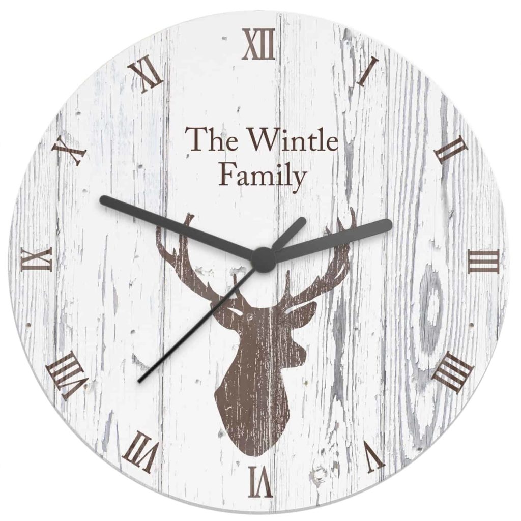 Highland Stag Shabby Chic Wooden Clock