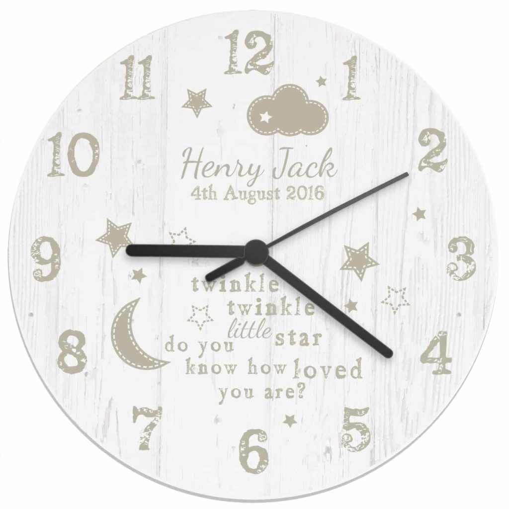 Twinkle Twinkle Shabby Chic Large Wooden Clock
