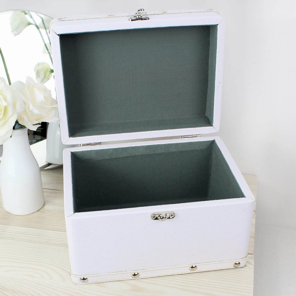Soft Watercolour White Leatherette Keepsake Box
