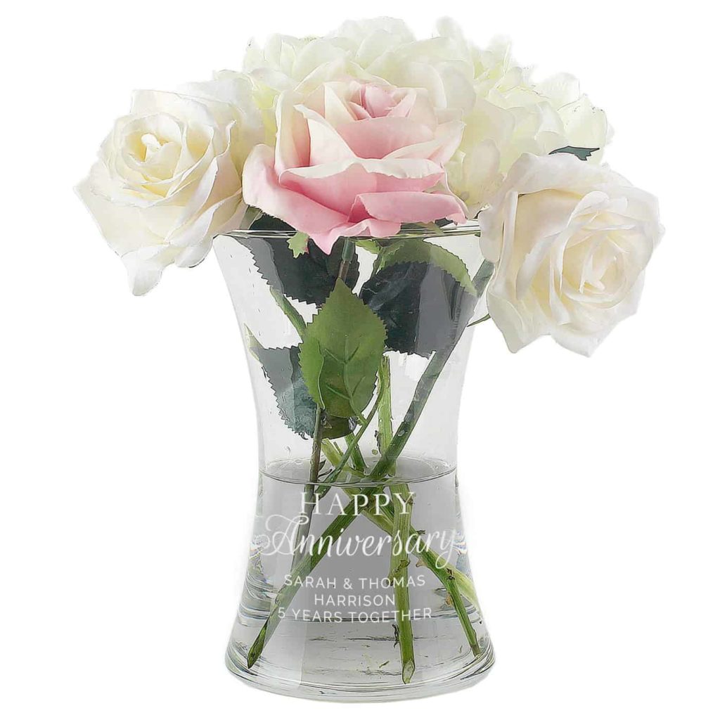 Personalised 'Happy Anniversary' Glass Vase