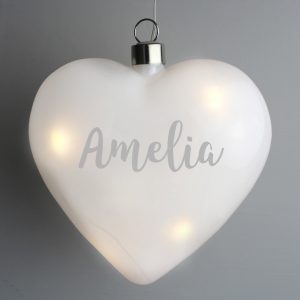 Personalised Name Only LED Hanging Glass Heart