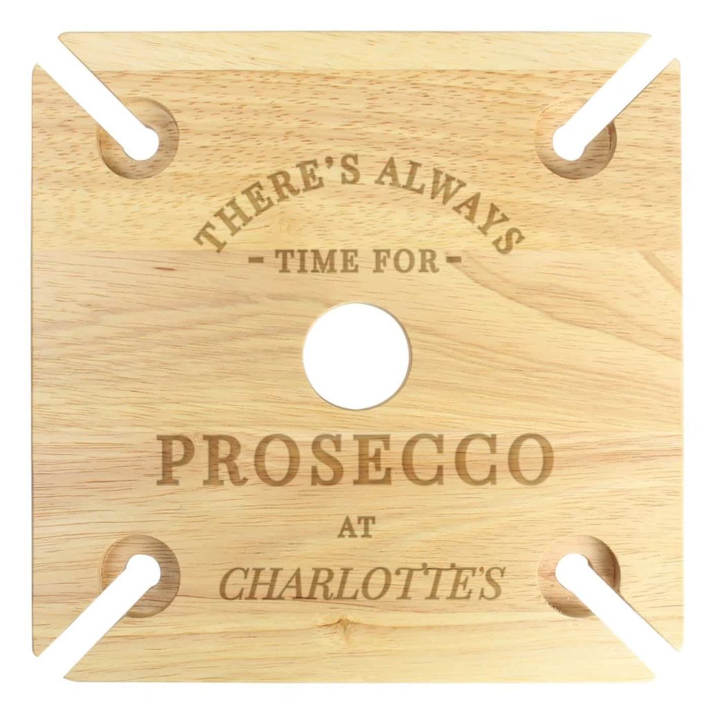 Personalised Prosecco Four Prosecco flute Holder & Bottle Butler
