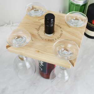 Personalised ...Time For a Glass of Wine Four Wine Glass Holder & Bottle Butler