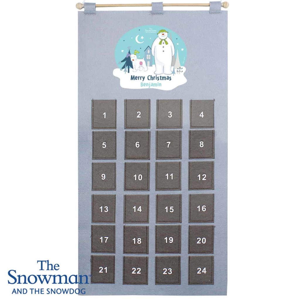 Personalised The Snowman and the Snowdog Advent Calendar In Silver Grey