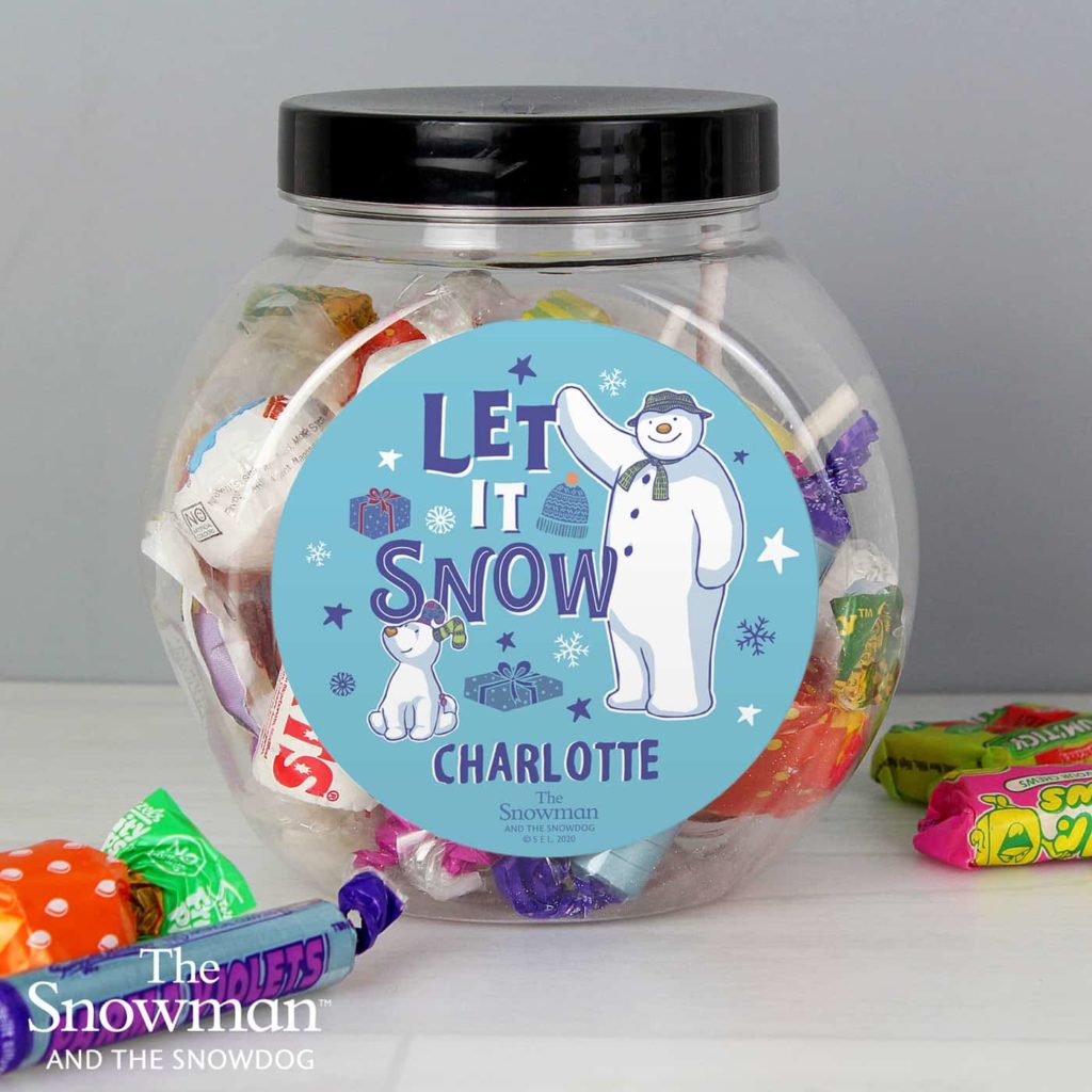 Personalised The Snowman and the Snowdog Sweet Jar