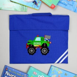 Personalised Monster Truck Blue Book Bag
