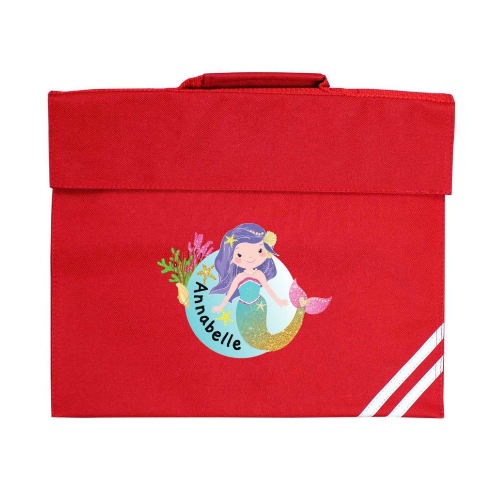 Personalised Mermaid Red Book Bag