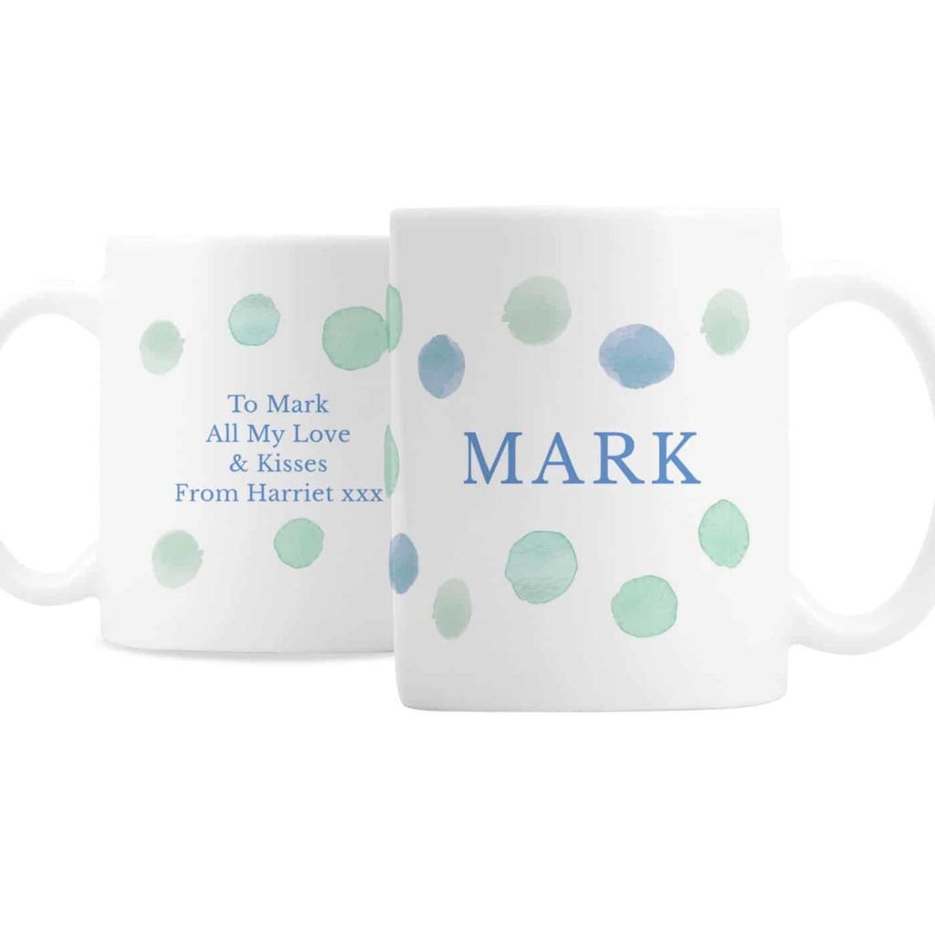 Personalised Blue Spot Mug