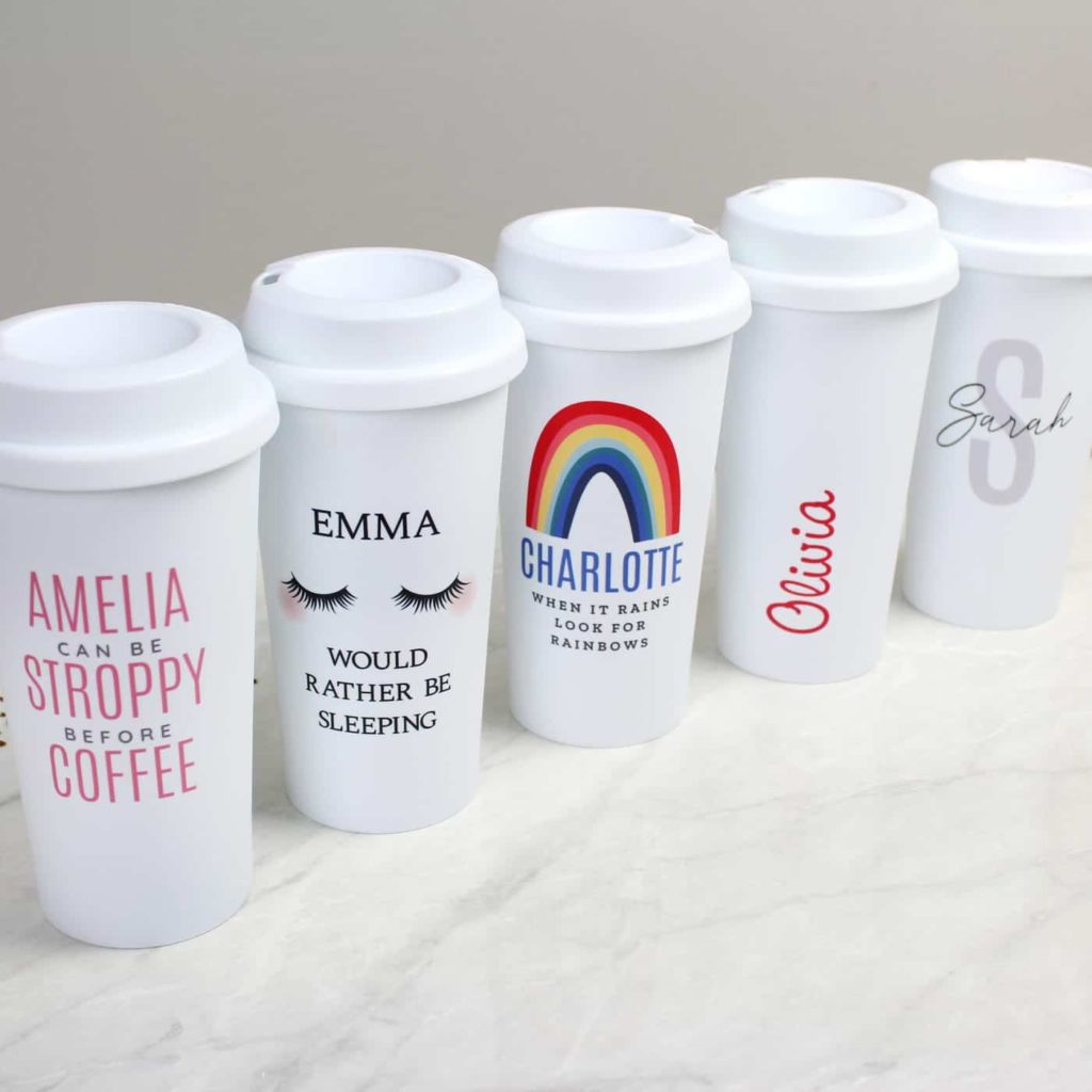 Personalised Pink Name Island Insulated Eco Travel Cup