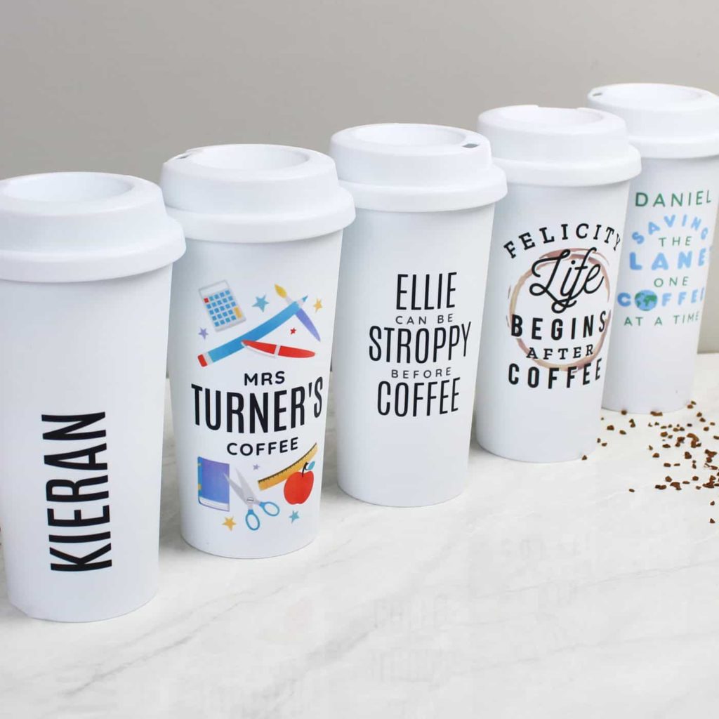 Personalised Black Text Slogan Insulated Eco Travel Cup