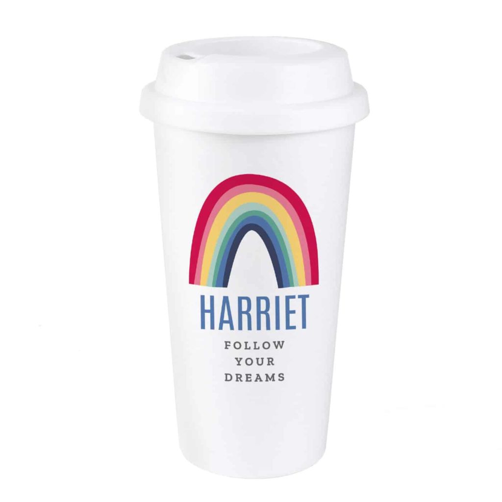 Personalised Rainbow Insulated Eco Travel Cup