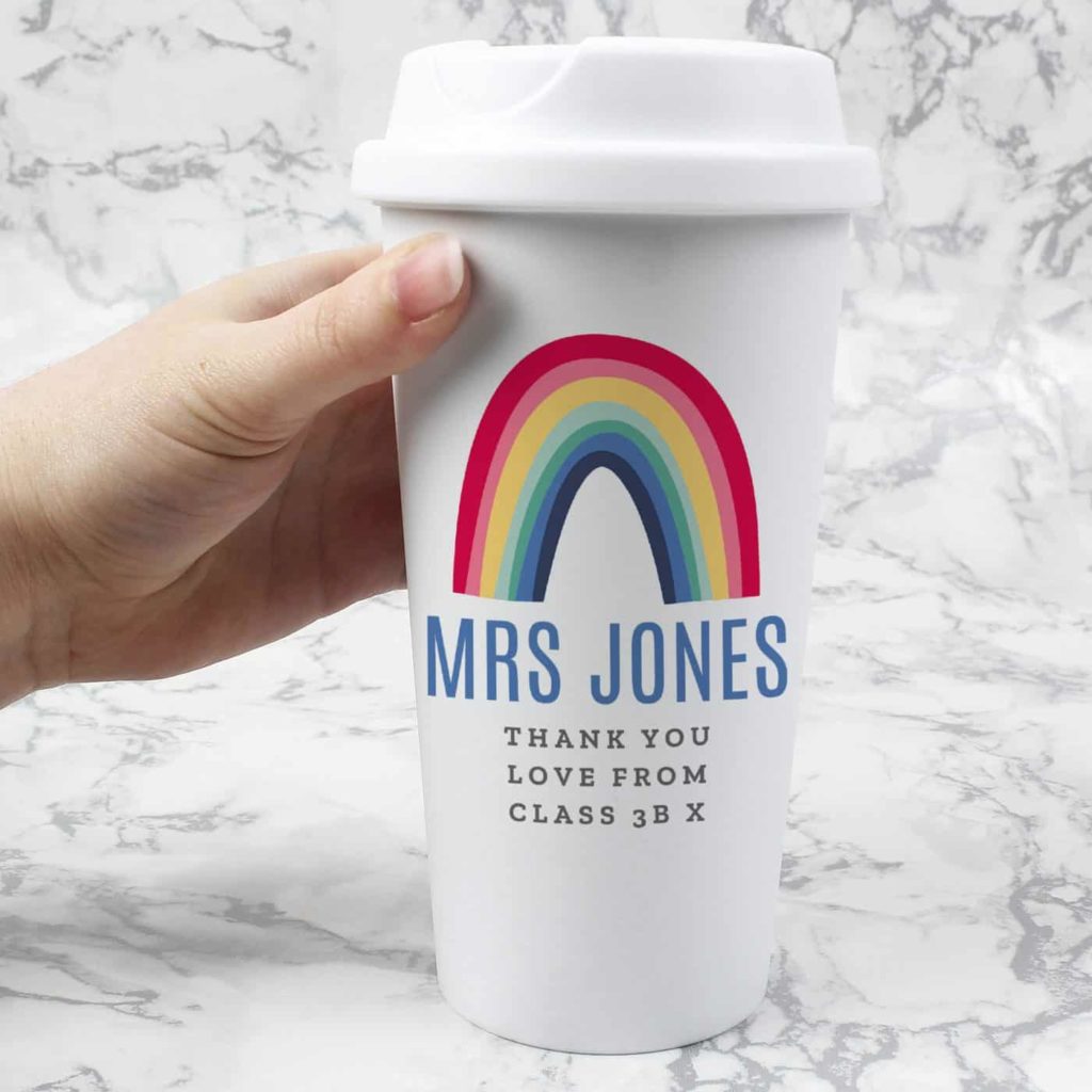 Personalised Rainbow Insulated Eco Travel Cup