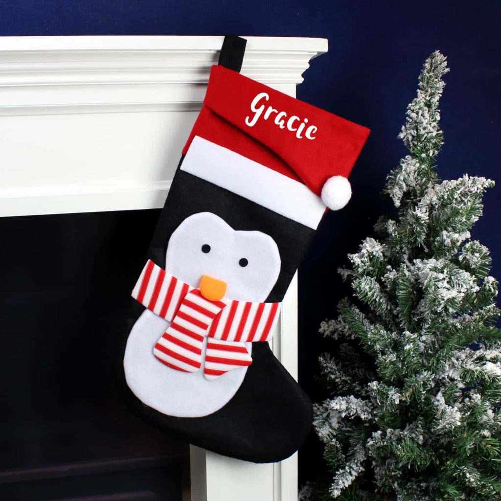 Personalised Name Only Penguin Christmas Stocking