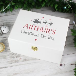 Personalised Christmas Eve White Wooden Box