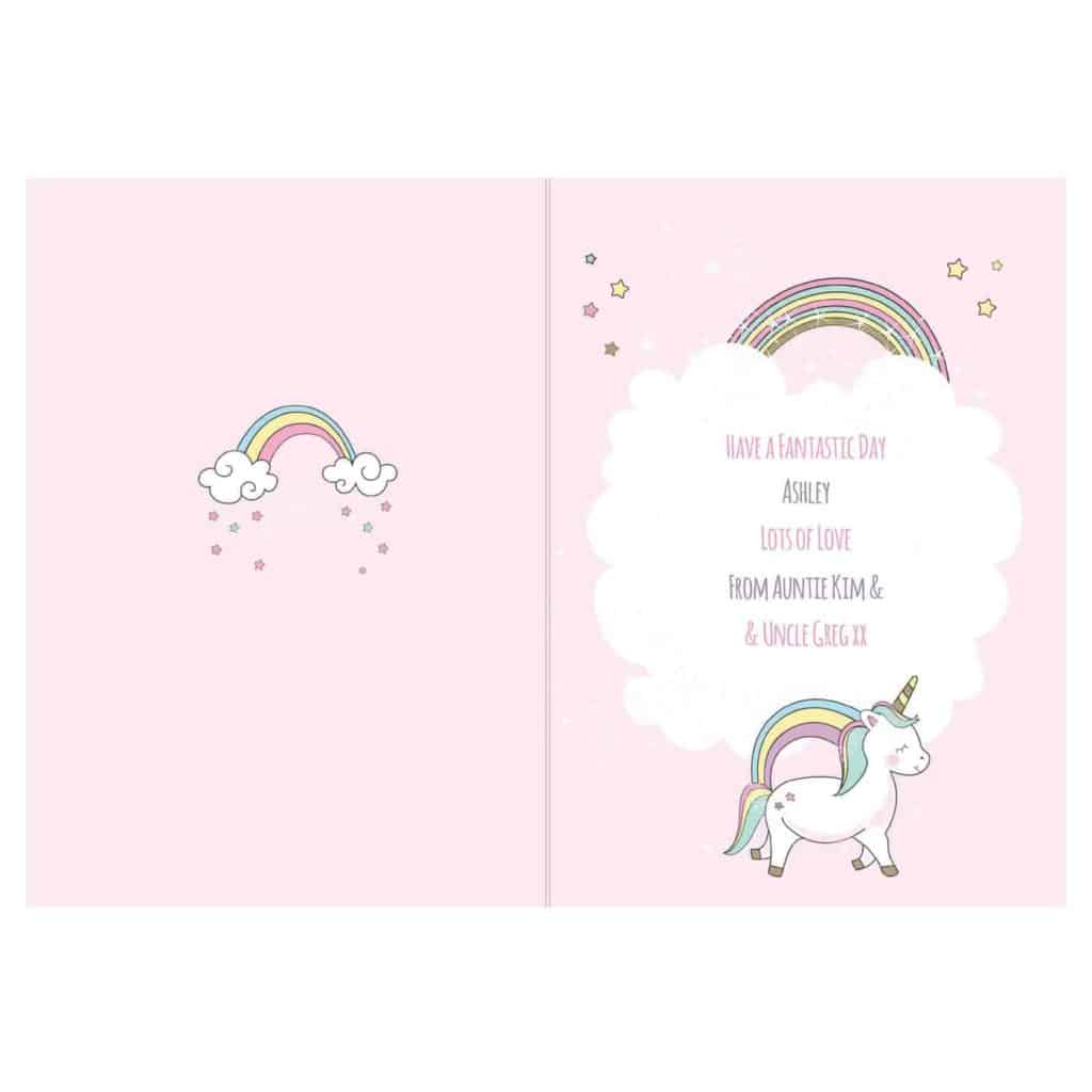 Personalised Baby Unicorn Birthday Age Card