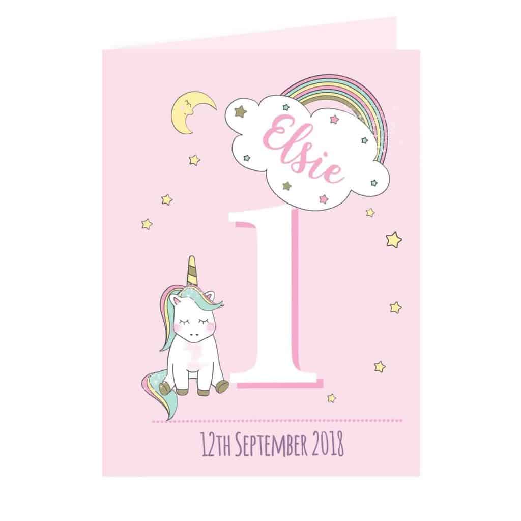 Personalised Baby Unicorn Birthday Age Card