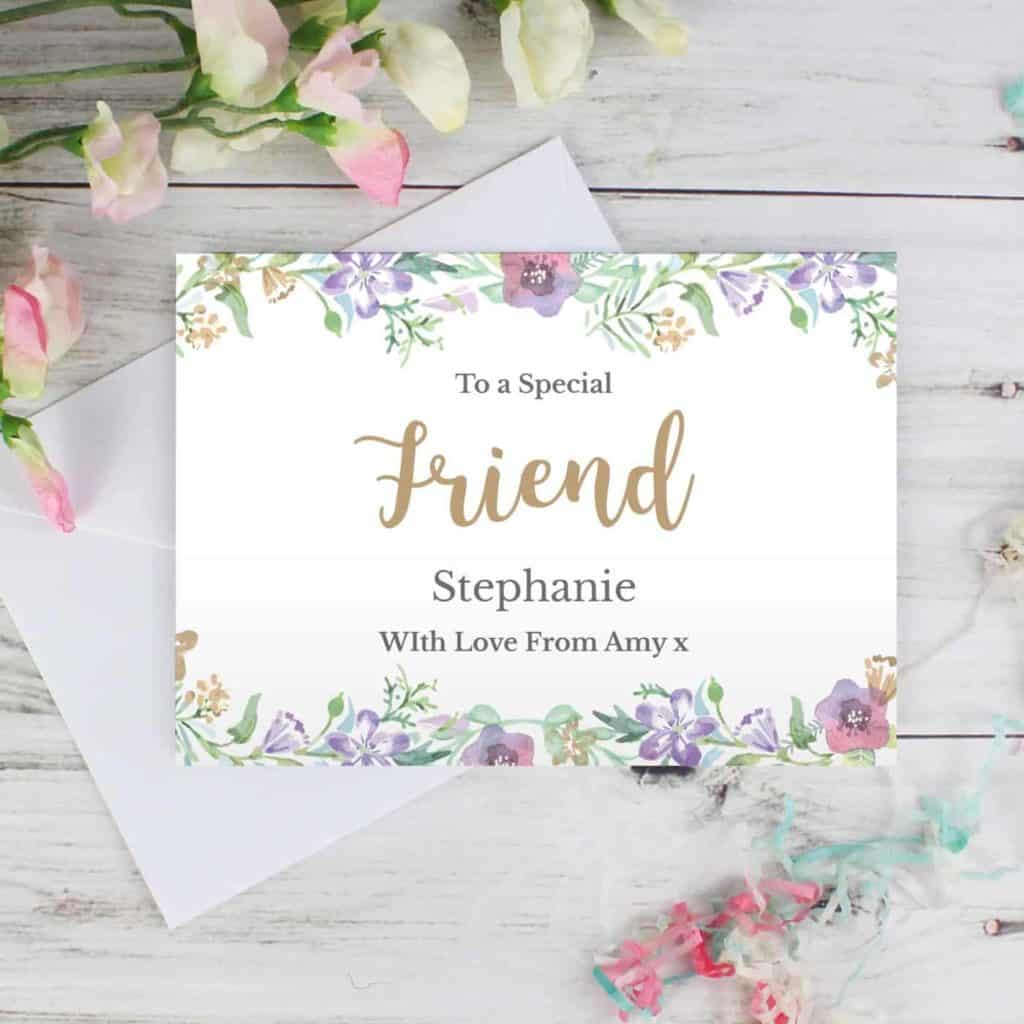 Personalised Gold Floral Watercolour Card
