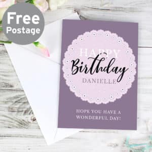 Personalised Lilac Lace Birthday Card