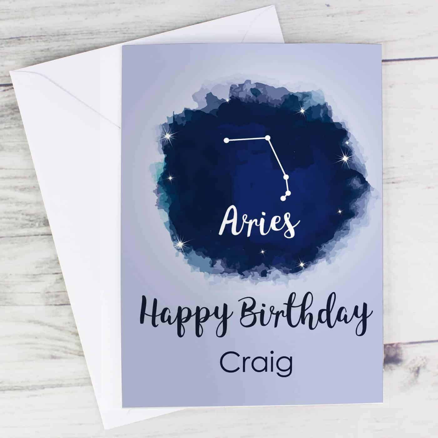 Personalised Aries Zodiac Star Sign Card (March 21st-April 19th) Personalised Aries Zodiac Star Sign Card (March 21st-April 19th)