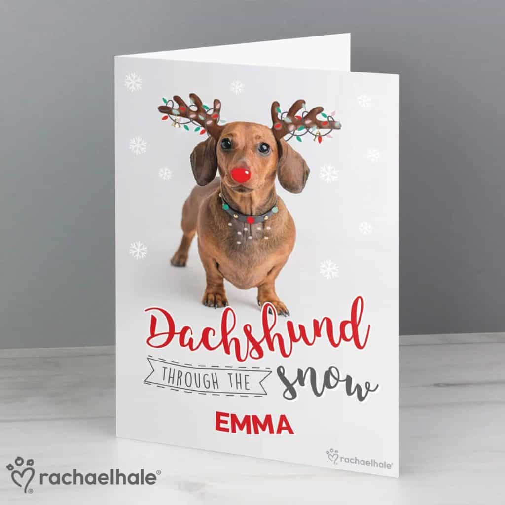 Personalised Rachael Hale Christmas Dachshund Through the Snow Card