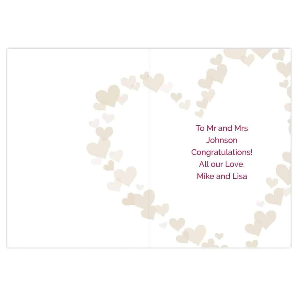 Personalised Mr & Mrs Confetti Hearts Wedding Card