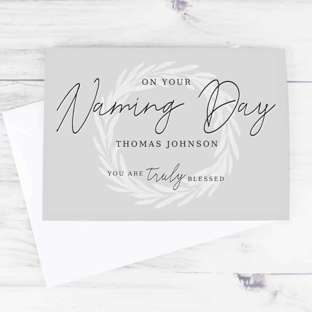 Personalised Truly Blessed Naming Day Card
