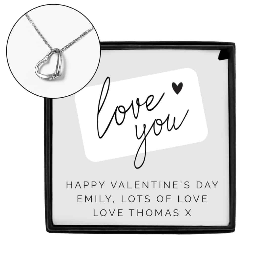 Personalised Love you Sentiment Silver Tone Necklace and Box