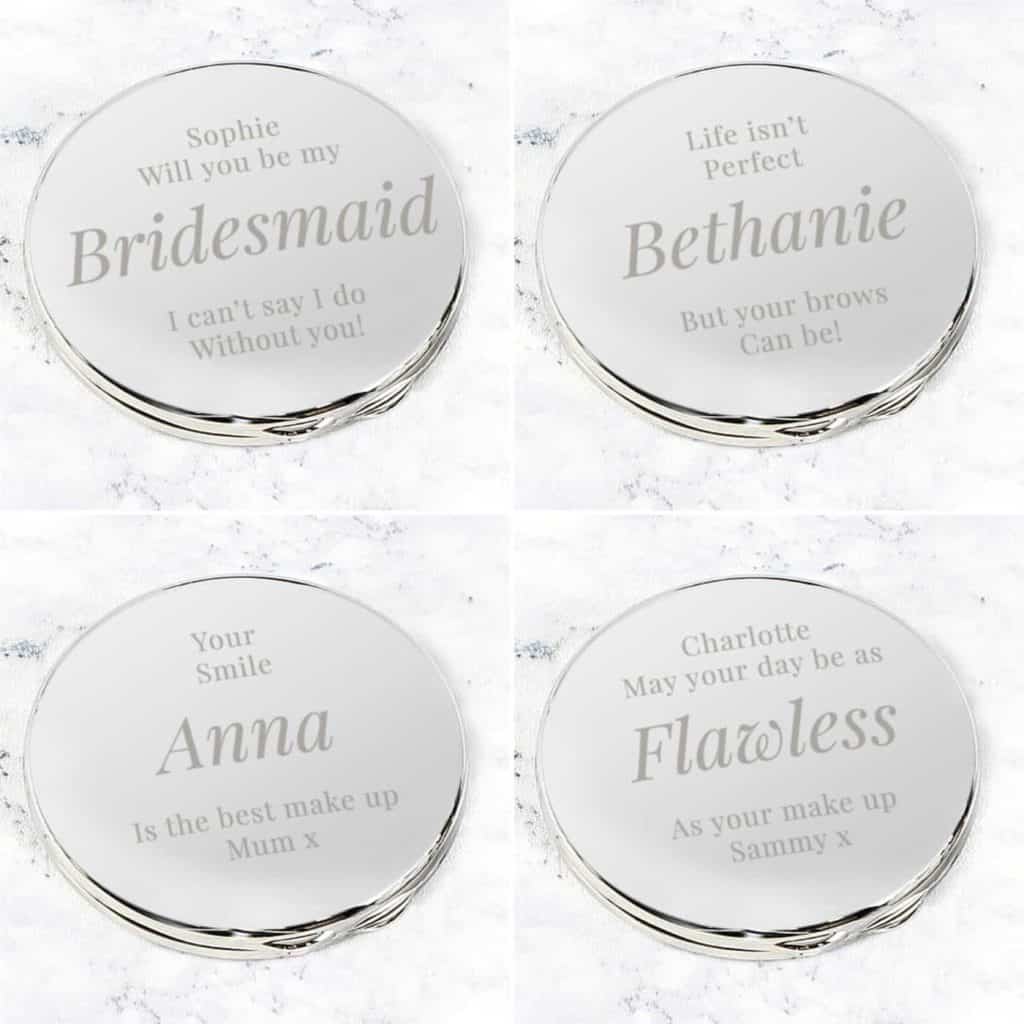 Personalised Free Text Compact Mirror