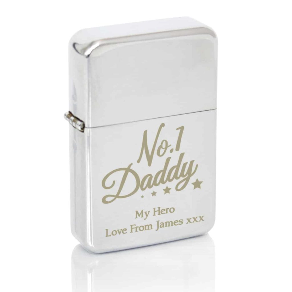 Personalised No.1 Daddy Silver Lighter