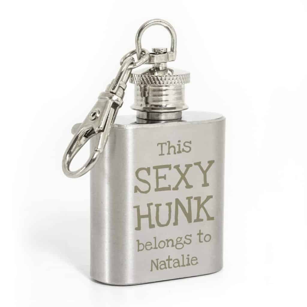 Personalised Sexy Hunk 1oz Hip Flask Keyring
