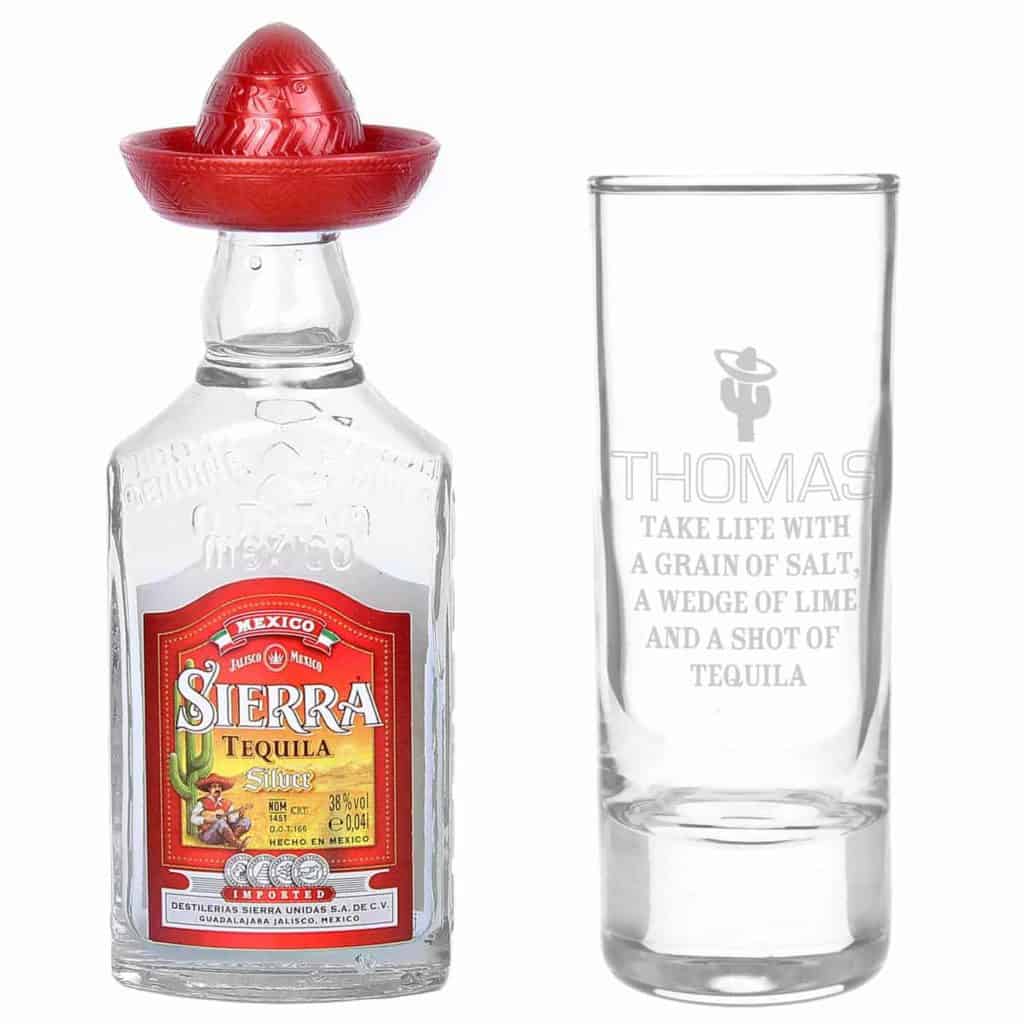 Personalised Tequila Shot Glass and Miniature Tequila