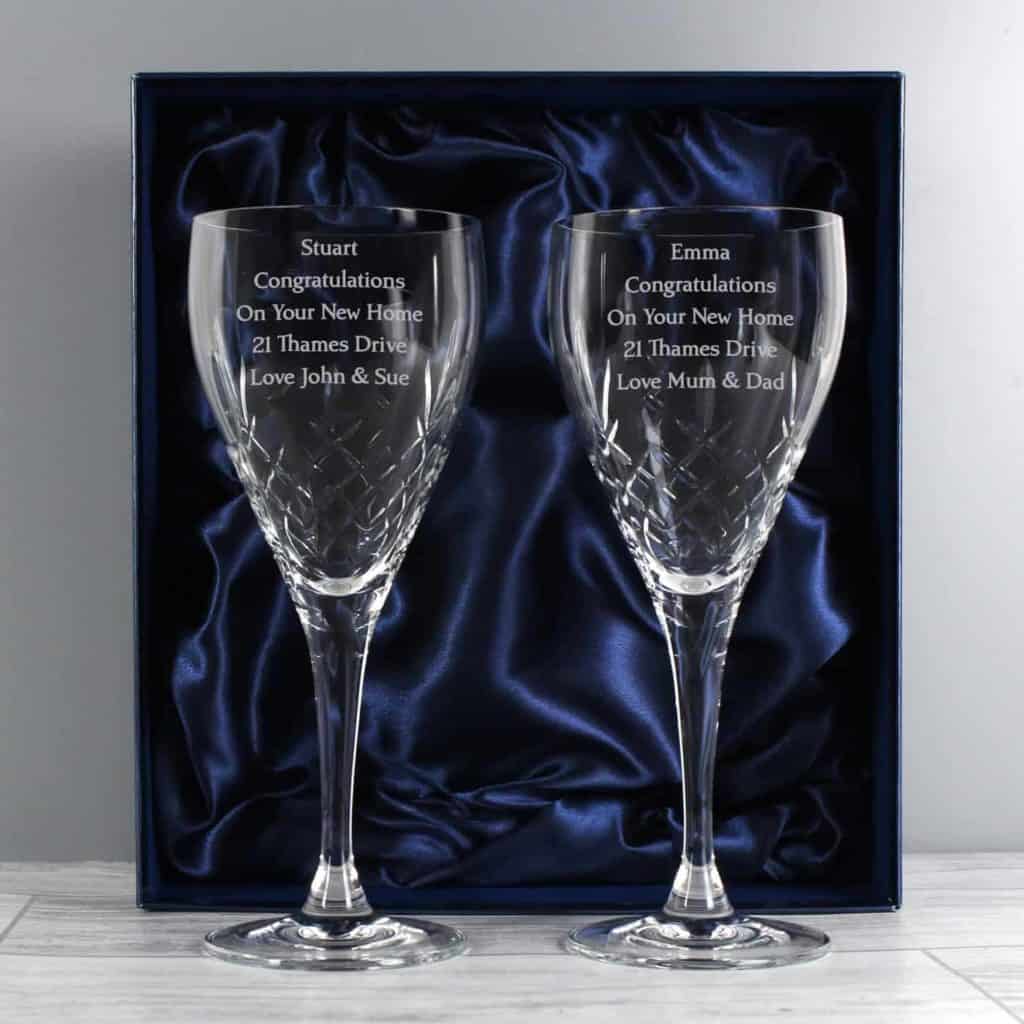 Personalised Pair of Crystal Wine Glasses