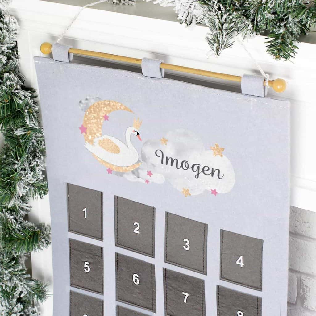 Personalised Swan Lake Advent Calendar In Silver Grey