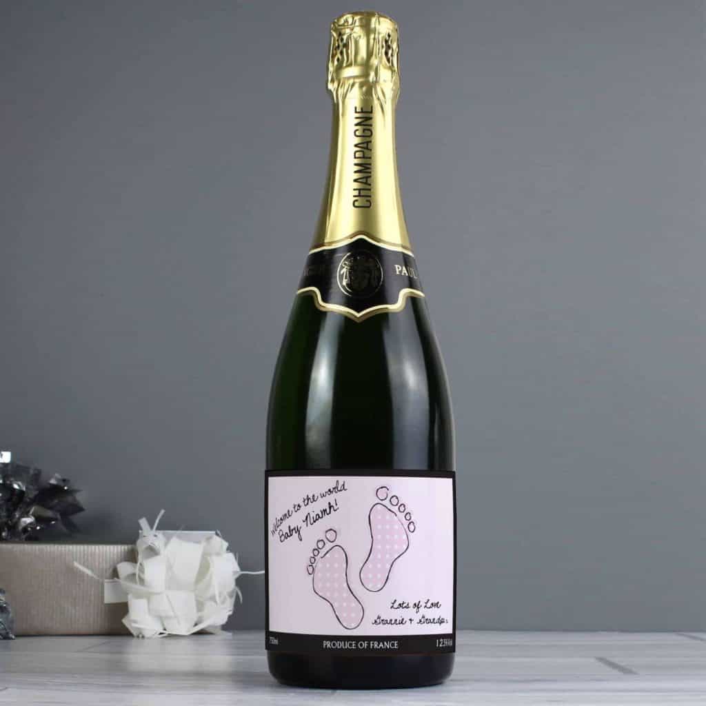 Personalised Baby Footprint Pink Champagne
