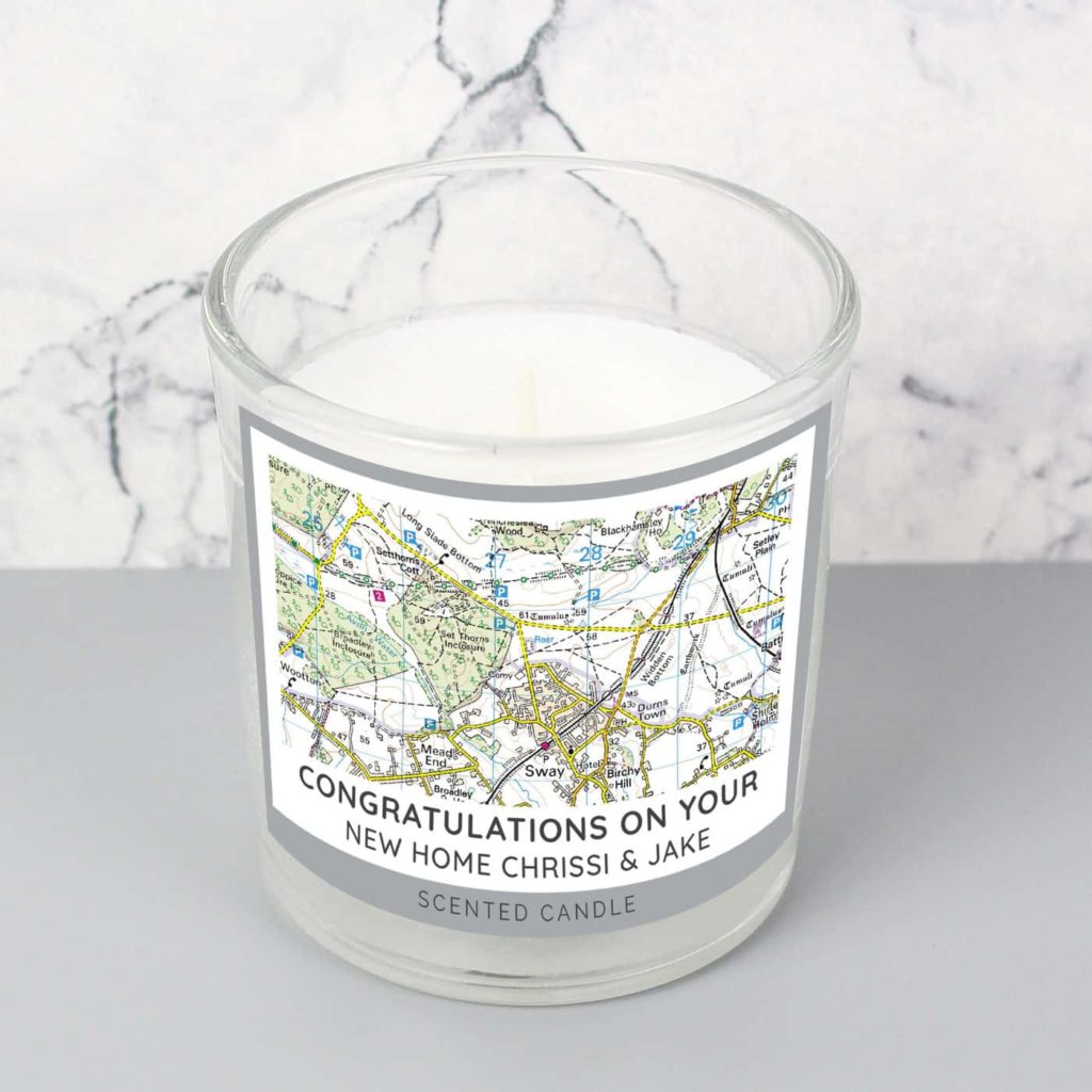 Personalised Present Day Map Compass Scented Jar Candle