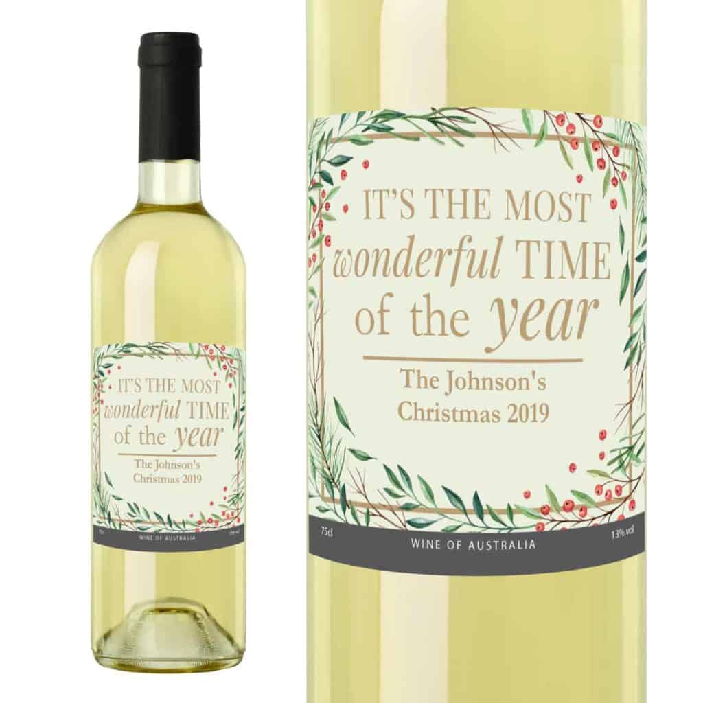 Personalised 'Wonderful Time of The Year' Christmas White Wine