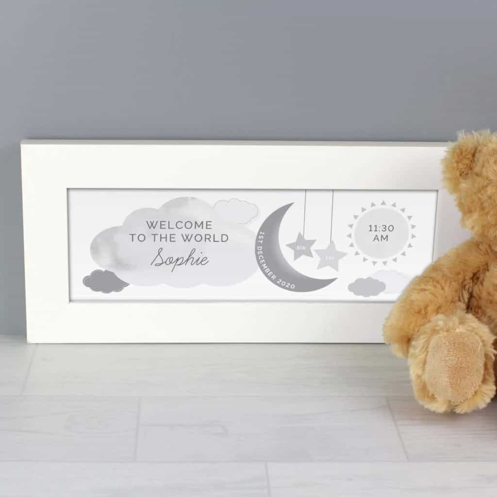 Personalised New Baby Moon & Stars Name Frame