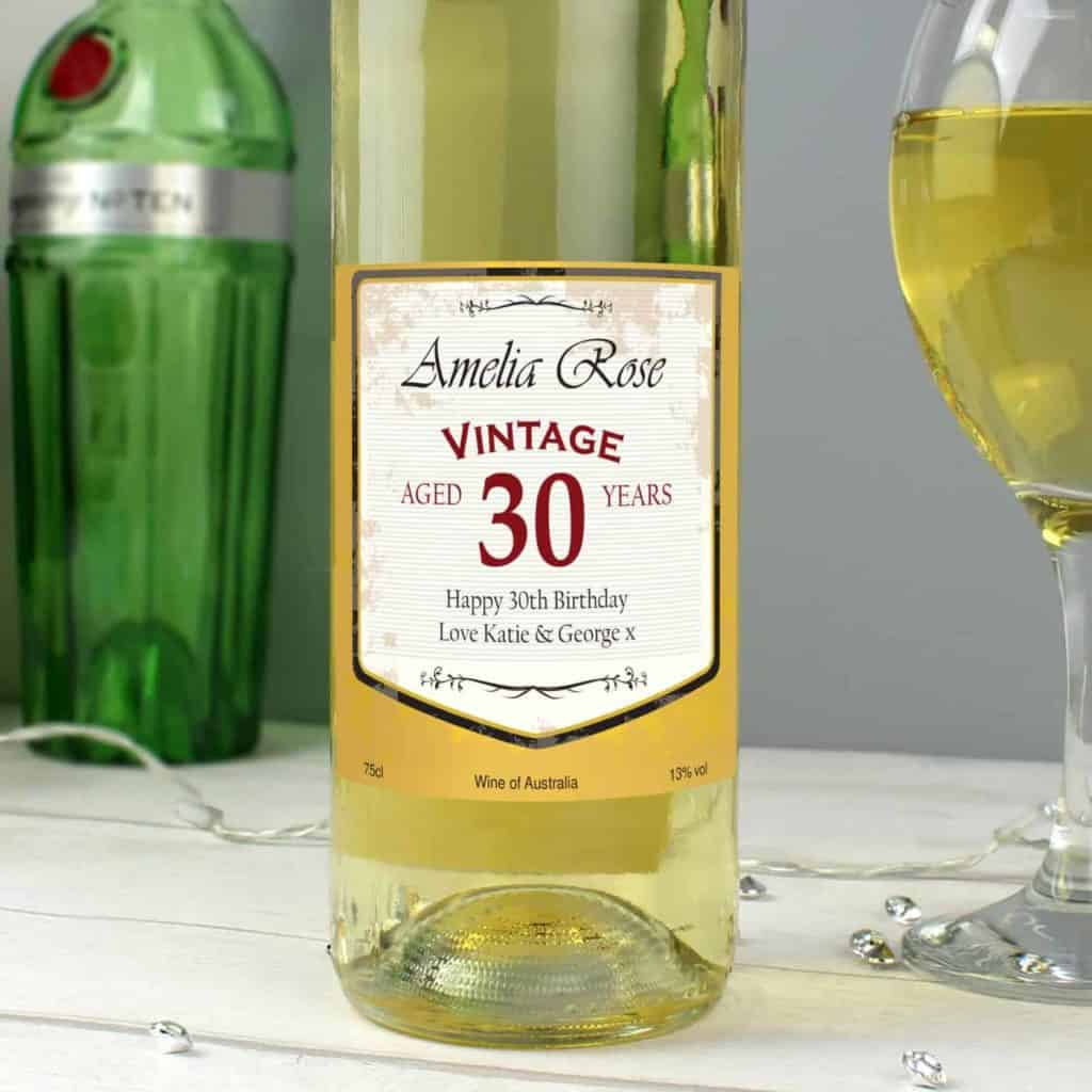 Personalised White Wine Vintage Age Label