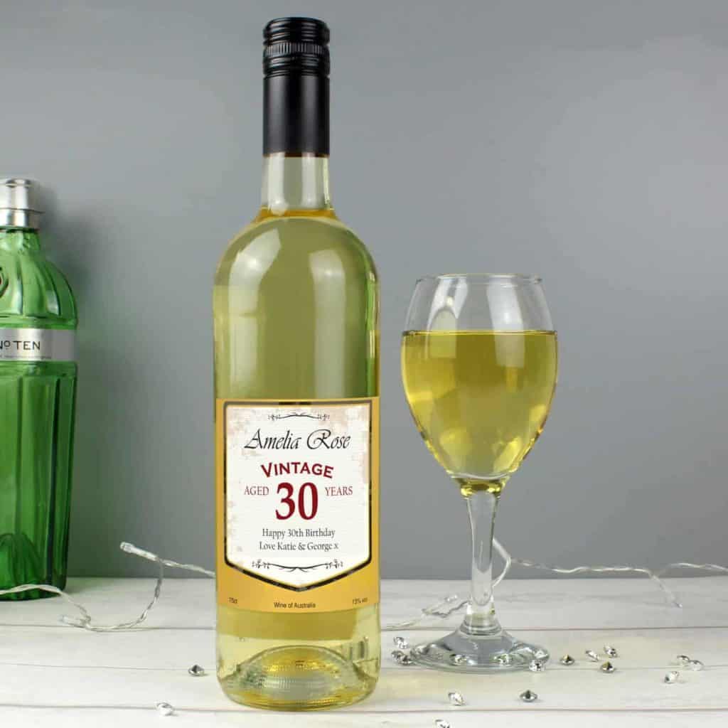Personalised White Wine Vintage Age Label