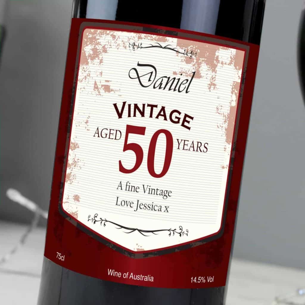 Personalised Red Wine Vintage Age Label
